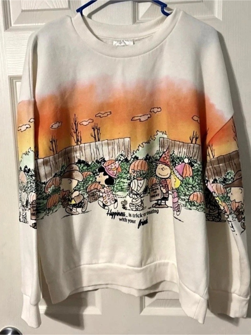 Peanuts Happiness is trick-or-treating with your friends Graphic Sweatshirt snoo